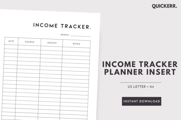 Download Income Tracker Printable Planner Insert - Income Collection
