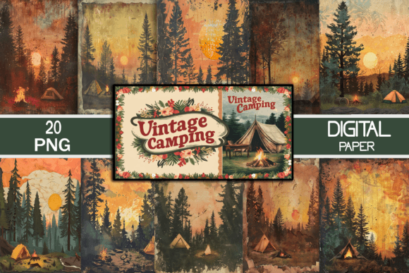 Download Vintage Camping Scrapbook Page - Vintage Collection