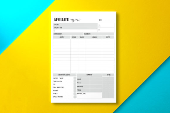 Download Affiliate Income Planner, KDP - Income Collection