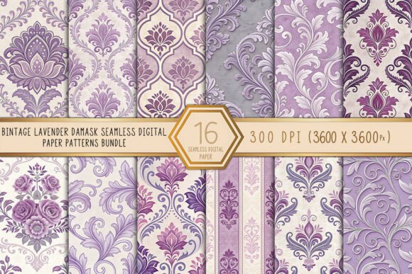 Download Vintage Lavender Damask Seamless Digital - Vintage Collection