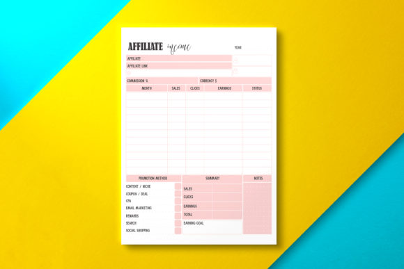 Download Affiliate Income Planner, KDP Interior - Income Collection