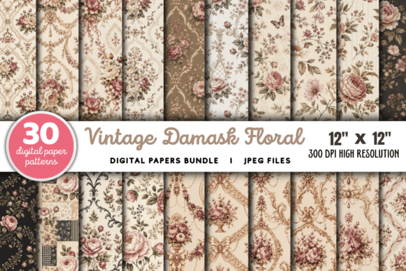 Download Vintage Damask Floral Junk Journal - Vintage Collection