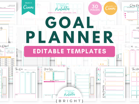 Download Goal Planner Canva Templates | BRIGHT - Premium Resources