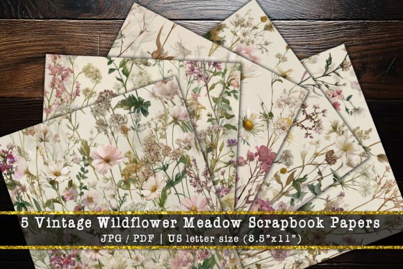 Download Vintage Wildflower Meadow Scrapbook Page - Vintage Collection