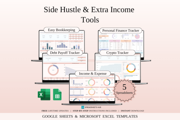 Download Side Hustle &amp; Extra Income Tools | Excel - Income Collection