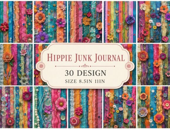 Download Vintage Boho Textile Collage Papers - Vintage Collection