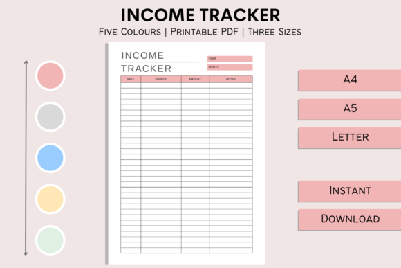 Download Income Tracker Printable Planner Insert - Income Collection