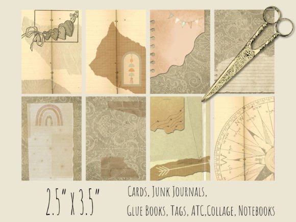 Download 8 Vintage ACEO Size Papers 2.5" X 3.5" - Vintage Collection